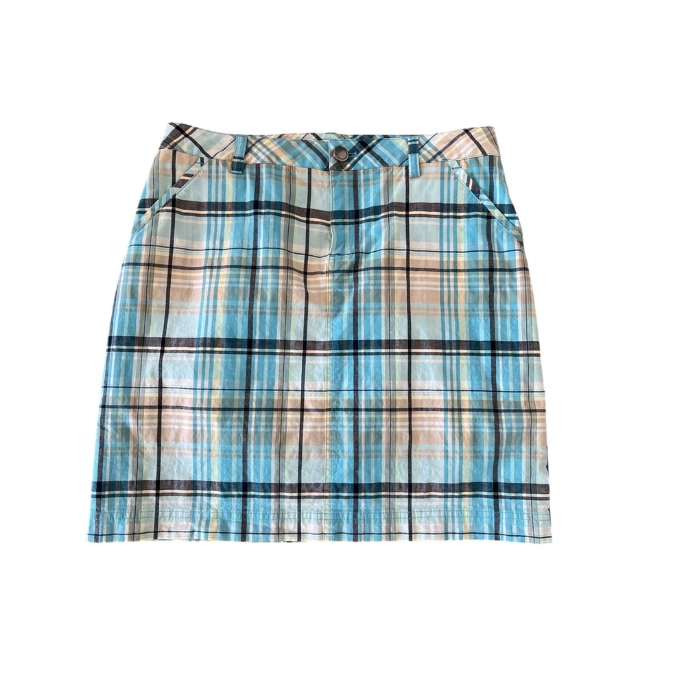 Christopher & Banks‎ Blue Plaid Cotton Blend Skort Womens 6 Pockets Golf Casual